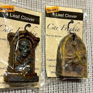 Halloween Skull and Spider Car Freshies Pack of 2 in 4 Leaf Clover